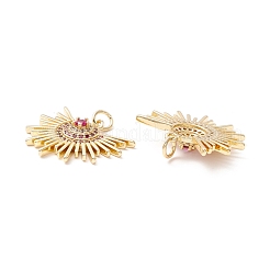 Messing Micro Pave tief rosa Zirkonia Anhänger&nbsp;KK-Z019-15G