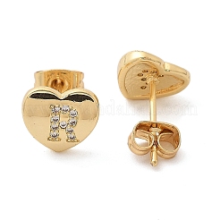 Boucles d'oreilles en laiton plaqué micro pavé de zircons cubiques transparents&nbsp;EJEW-K299-01G