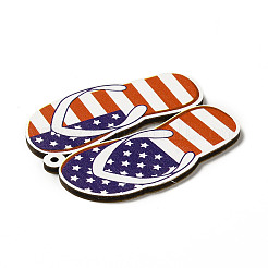 Amerikanische Flagge Thema Single Face gedruckt Espenholz Schuh große Anhänger&nbsp;WOOD-G014-14