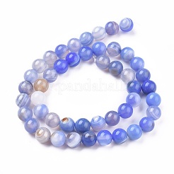 Chapelets de perles en agate à rayures naturelles/agates à bandes&nbsp;G-I261-C02-8mm