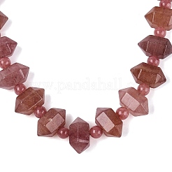 Colliers de perles rondes et coniques en quartz fraise naturel&nbsp;NJEW-N064-03K