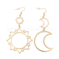 Halskette mit Sonne- und Mondanhänger aus Legierung und asymmetrische Creolen-Sets&nbsp;FS-WG43B09-01