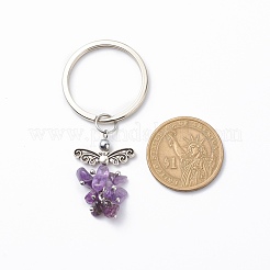 Porte-clés pendentif ange améthyste naturelle&nbsp;KEYC-JKC00382-01