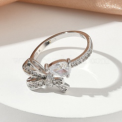 Messing Micro Pave Zirkonia Manschette offene Ringe&nbsp;RJEW-C163-17P