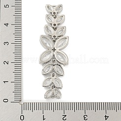 Messing Pavé klare Zirkonia Blume mit Blatt Verbinder Verbinder Charms&nbsp;KK-P277-52P-01