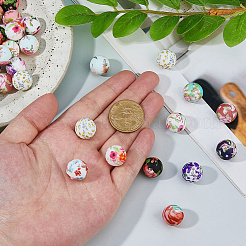 60 Stück 12 Farben bedruckte runde Silikon-Fokusperlen&nbsp;SIL-DC0001-85