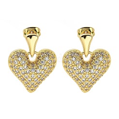 Orecchini pendenti in zircone chiaro con micro pavè di zirconi in ottone&nbsp;EJEW-F359-02G