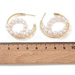 Orecchini a perno in ottone con perline di plastica&nbsp;KK-CBAD851-24G