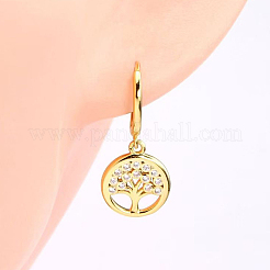 925 boucle d'oreille manchette arbre de vie en argent sterling avec pierres cz&nbsp;ND7706-1
