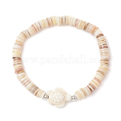 Bracelets extensibles en perles d'eau douce de culture naturelles et perles de turquoise synthétiques&nbsp;BJEW-JB11875-01