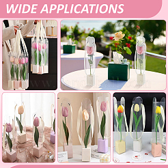 5 boîte d'emballage en plastique transparent pour fleurs simples avec plateaux en papier et poignées en ruban&nbsp;CON-WH0107-69A