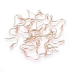 304 Stainless Steel Earrings Hooks, with Horizontal Loop, Rose Gold, 16.5~17.5x17~20mm, Hole: 2mm, 21 Gauge, Pin: 0.7mm