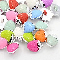 CCB Plastic Shank Strawberry Buttons, Plastic Sewing Buttons for Costume Design, 1-Hole, Dyed, Mixed Color, 15x11x3.5mm, Hole: 3x2mm