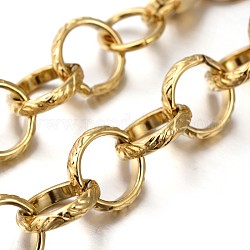 304 Edelstahl rolo Ketten Halsketten, mit Karabiner verschlüsse, ungeschweißte, golden, 23.6 Zoll (59.9 cm)