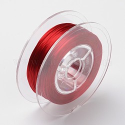 Japanese Eco-Friendly Dyed Flat Elastic Crystal String, Elastic Beading Thread, for Stretch Bracelet Making, Flat, Dark Red, 0.6mm, about 60m/roll(65.62yards/roll)