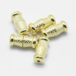 Cierres de rosca de plata de ley 925, electrochapado, tambor, dorado, 11x5mm, agujero: 1 mm