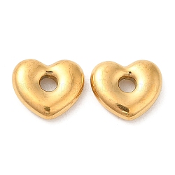 Revestimiento iónico (ip) 304 perlas de acero inoxidable, corazón, dorado, 11.5x13x3.5mm, agujero: 3 mm