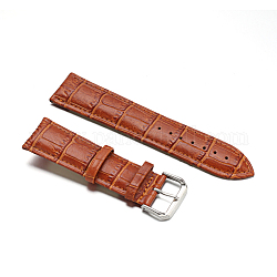 Cinturini per orologi in pelle, con 304 ganci in acciaio inox, cioccolato, 90~125x24x3.8~5mm