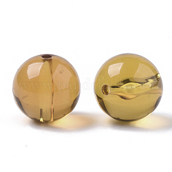Transparente Acryl Perlen, Runde, golden, 10 mm, Bohrung: 1.8 mm, ca. 550 Stk. / 500 g