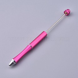 Stylos en plastique perlables, stylo à bille à encre noire, pour la décoration de stylo bricolage, rose foncé, 157x10mm, le pôle central : 2mm