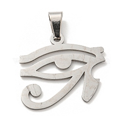 304 Stainless Steel Pendant, Laser Cut, Eye of Ra/Re Charm, Stainless Steel Color, 22x23x1mm, Hole: 5.5x3mm