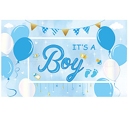 Polyester hängende Banner Kindergeburtstag, Geburtstagsfeier Idee Zeichen liefert, es ist ein Junge, Himmelblau, 180x110 cm