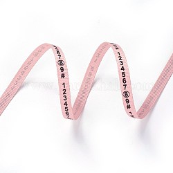 Полиэстер Grosgrain ленты, с номером, для изготовления ювелирных изделий, розовые, 1/4 дюйм (7 мм), 100yards / рулон (91.44 м / рулон)