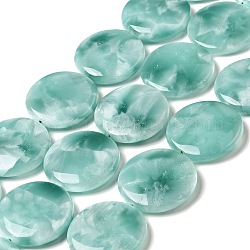 Brins de perles de verre naturel, Grade a, plat rond, bleu aqua, 30x7~8.5mm, Trou: 1.2mm, Environ 13 pcs/chapelet, 15.5~15.7'' (39.37~39.88 cm)