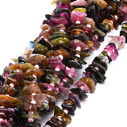 Chapelets de perles en tourmaline naturelle, pépites, 7~12x9~15x1.5~4.5mm, Trou: 1mm, Environ 83 pcs/chapelet, 14.88'' (37.8 cm)