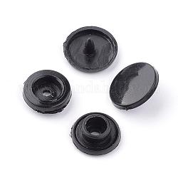 Акриловые крепёжные кнопки , Кнопки дождевик оснастки, плоско-круглые, чёрные, 12x6.5 мм