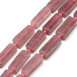 Natürlichen Erdbeere Quarzperlen Stränge, Würfel, 24~30x9~11x7~9 mm, Bohrung: 2 mm, ca. 13 Stk. / Strang, 15.7 Zoll