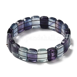 Braccialetti elasticizzati con perline rettangolari di fluorite naturale, braccialetto di piastrelle, diametro interno: 2-1/4 pollice (5.64 cm)