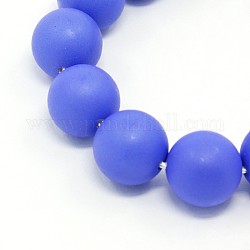 Round Shell Pearl Frosted Beads Strands, Royal Blue, 10mm, Hole: 1mm, about 40pcs/strands, 15.7 inch