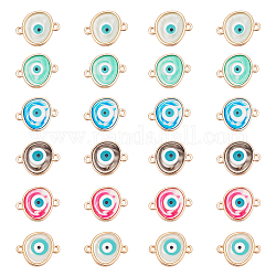 arricraft 24 Pcs Evil Eye Connectors, 6 Colors Transparent Evil Eye Resin Links Egg Shape Colorful Linking Charm with Loops for Jewelry Making