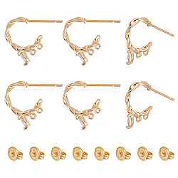 UNICRAFTALE 8 Pcs Horse Eye Cubic Zirconia Stud Earring Findings Brass Stud Earring with Multiple Loops and Ear Nuts Real 18K Gold Plated Hypoallergenic Post Earrings for DIY Jewellery Making
