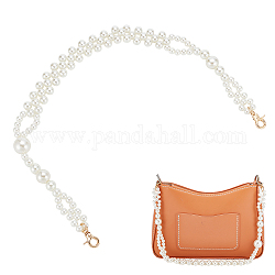 Asas de plástico ABS de imitación de perlas, con broches de la aleación de la garra giratoria de langosta, para accesorios de reemplazo de bolsas, la luz de oro, 56.7x2.35 cm