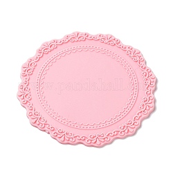 Tapis de joint de cire de silicone, pour cachet de cachet de cire, plat rond avec bordure fleuri, rose, 100x100mm