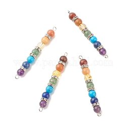 Chakra Verbindungsanhänger aus natürlichen und synthetischen Edelsteinen, mit platinfarbenen Messingkristall-Strasselementen, Runde, 55x6~6.5 mm, Bohrung: 2~2.5 mm