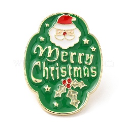 クリスマステーマのエナメルピン  バックパック服用のライトゴールド合金バッジ  サンタクロース  30x23x2mm