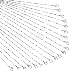 Nbeads 20Pcs 304 Stainless Steel Cable Chain Necklaces Set for Men Women, Stainless Steel Color, 21.65 inch(55cm)