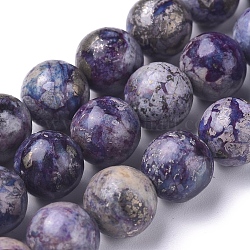 Fili di perle di pirite africana naturale, tinto, tondo, 8mm, Foro: 0.8 mm, circa 52 pcs/filo, 15.94 pollice (40.5 cm)