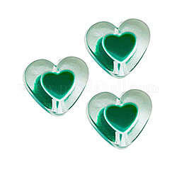 Transparent Acrylic Enamel Beads, Heart, Sea Green, 18x10mm, Hole: 2.5mm, about 500g/bag