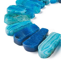 Fili di perle di agata tinta naturale a goccia, perline forate, dodger blu, 25~50x11~16x6~8mm, Foro: 2.5 mm, circa 32~35pcs/filo, 15.7 pollice