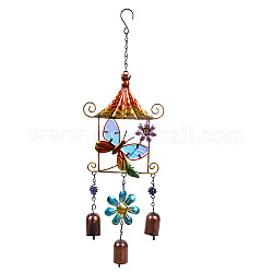 Carillon di vento di vetro, ciondolo decorazione, con accessori di ferro, per giardino, decorazione della finestra, farfalla, 530x170mm