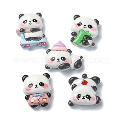 Cabujones de animales de resina opaca, lindo panda, color mezclado, 22~26x20~27x8~8.5mm