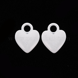 Spray Painted Alloy Charms, Cadmium Free & Lead Free, Heart, White, 14.5x11x4mm, Hole: 3mm