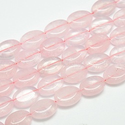 Natural Rose Quartz Flat Oval Bead Strands, 18x13x6mm, Hole: 1mm, about 21pcs/strand, 15.74inch