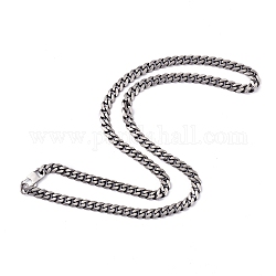 Collares de cadenas de acero inoxidable 304 de bordillos para hombre, con cierre de langosta, facetados, color de bronce mate, 27.95 pulgada (71 cm), 8mm