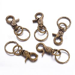 Iron Swivel Clasps with Key Rings, Antique Bronze, 67x25mm