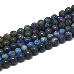 Natürlicher Lapislazuli Perlenstränge, Runde, 6 mm, Bohrung: 0.8 mm, ca. 68 Stk. / Strang, 15.75'' (40 cm)